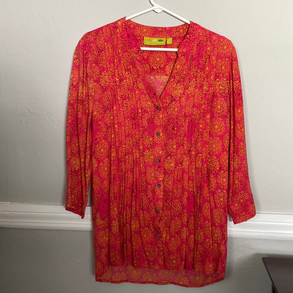 Hot Pink and Orange Rock Flower Paper Women’s tunic Small